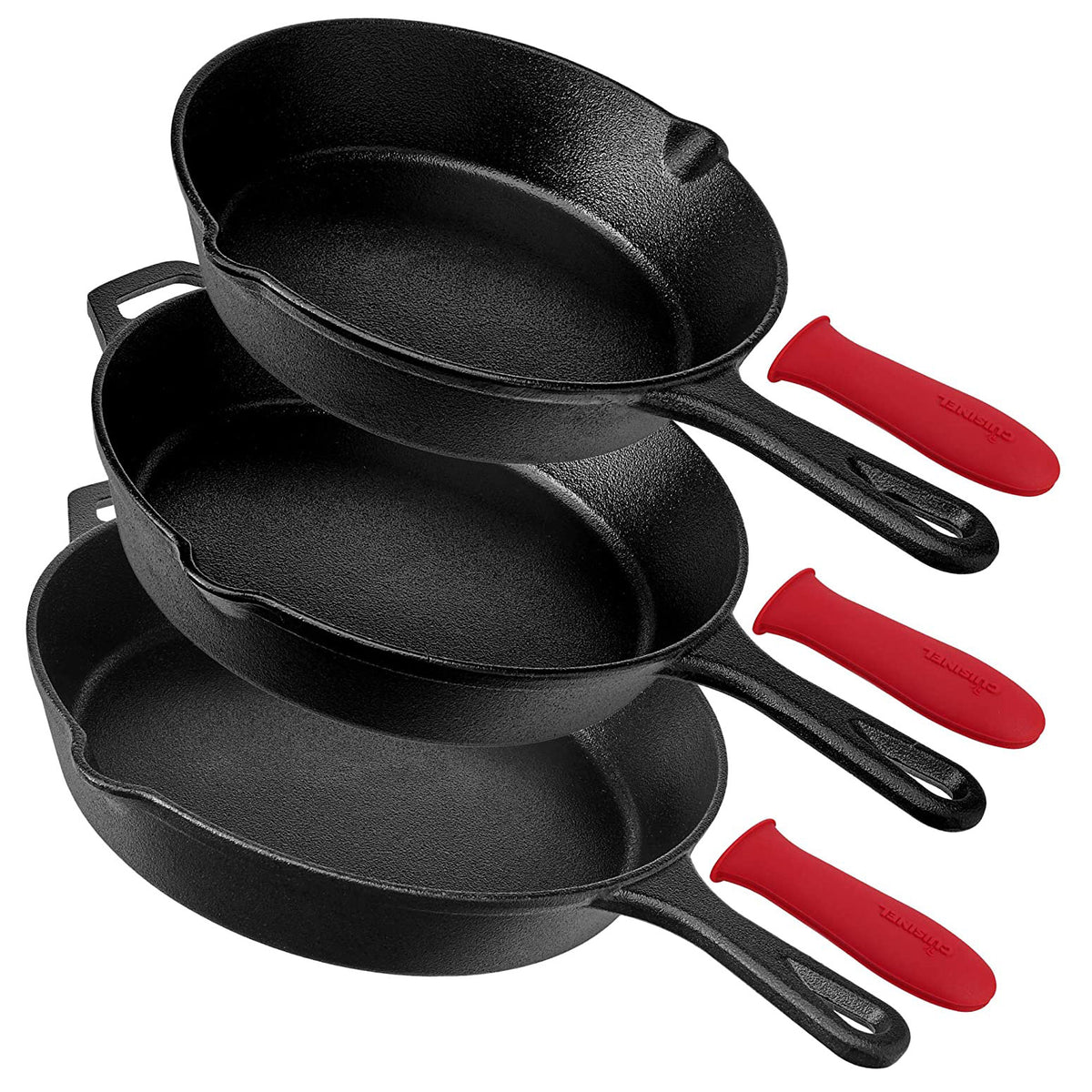 Cuisinel Pre-Seasoned Cast Iron Skillet 3 Multi-Sized Pan Set (Open Box)