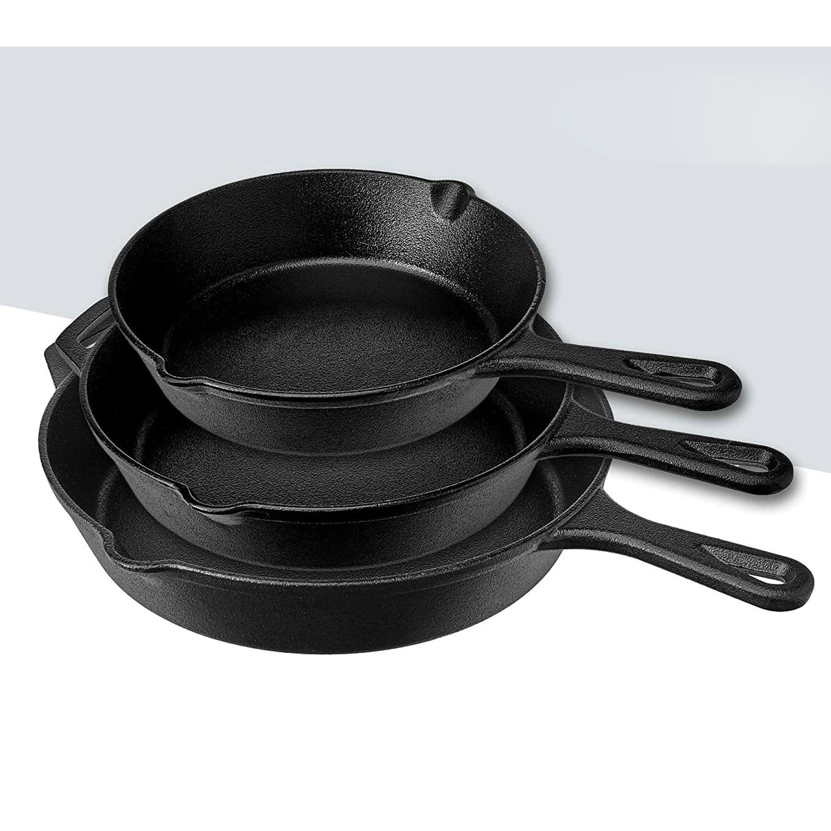 Cuisinel Pre-Seasoned Cast Iron Skillet 3 Multi-Sized Pan Set (Open Box)