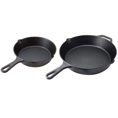 Cuisinel 8 & 12 Inch Pre Seasoned Cast Iron Skillet Set w/ Handle Cover (Used)