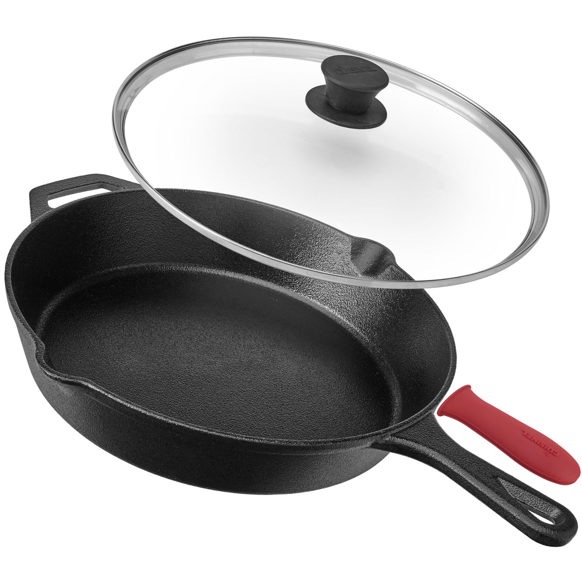 Cuisinel 12 Inch Pre Seasoned Cast Iron Skillet w/ Lid & Handle Cover(For Parts)