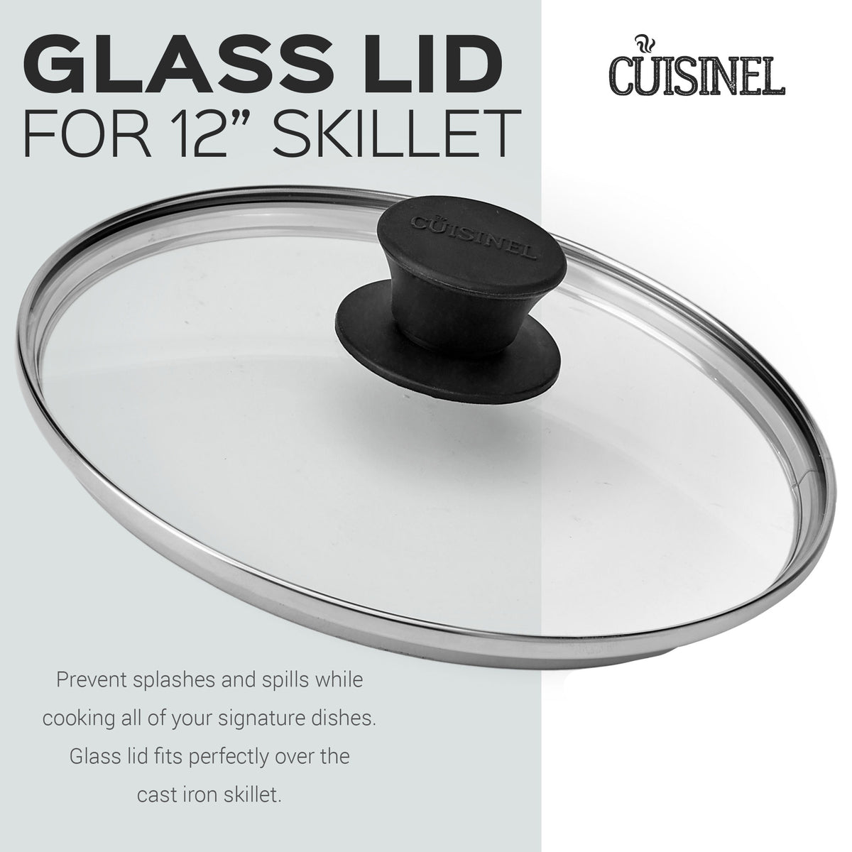 Cuisinel 12 Inch Pre Seasoned Cast Iron Skillet w/ Lid & Handle Cover (Open Box)