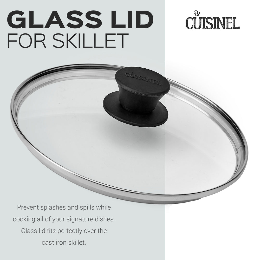 Cuisinel 8 Inch Pre Seasoned Cast Iron Skillet with Lid & Handle Cover(Open Box) - VMInnovations