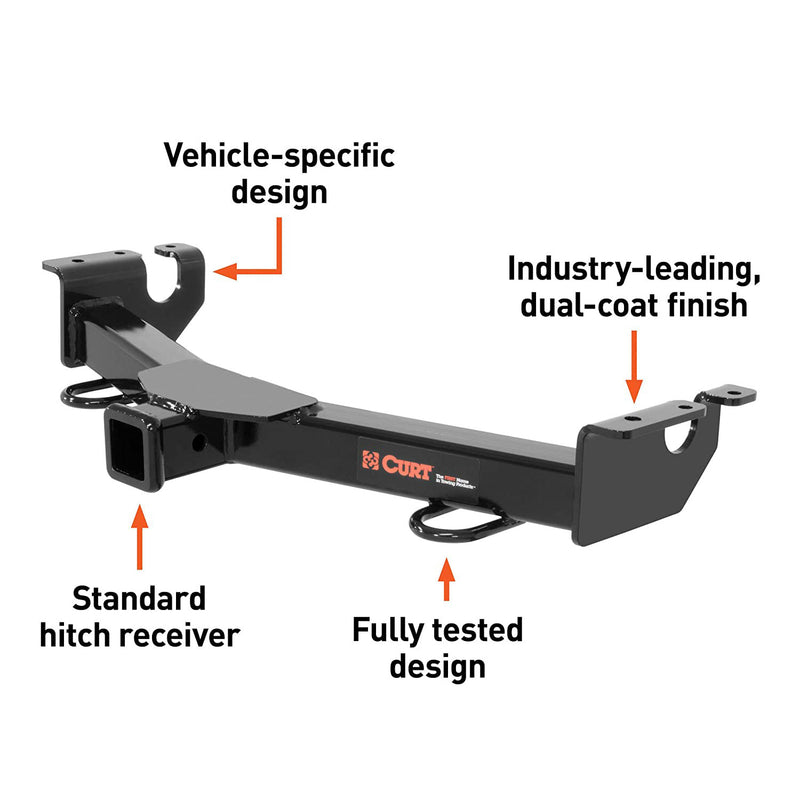 CURT 31108 2 Inch Front Mount Steel Trailer Receiver Hitch for Select Vehicles