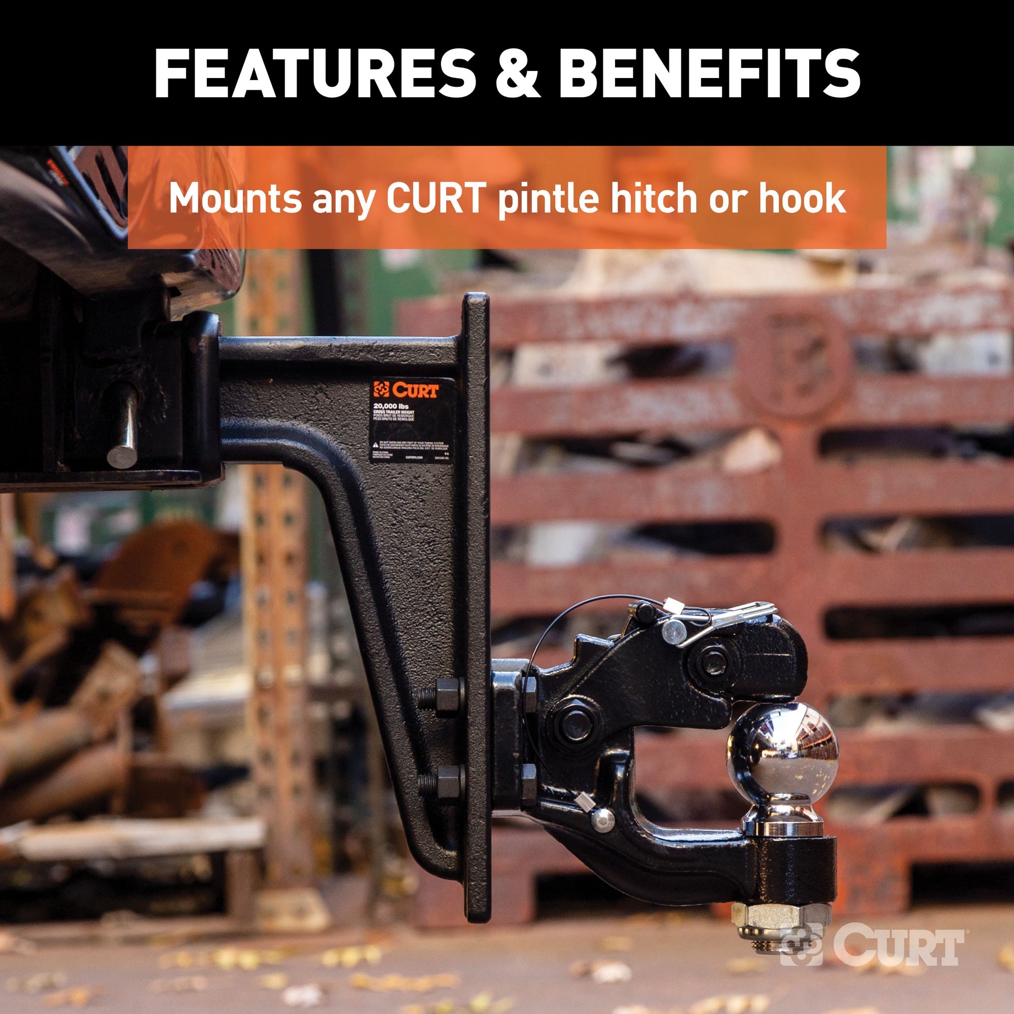 Curt 2.5" Receiver 7 Hole Pintle Mount Trailer Hitch Mounting Plate (For Parts)
