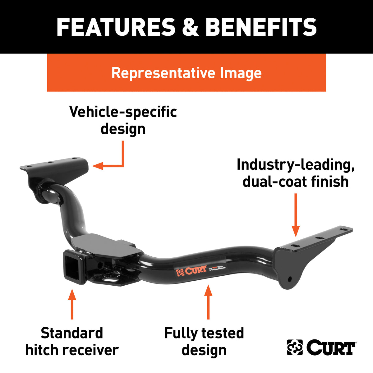 Curt 13343 Class 3 2 Inch Receiver Trailer Hitch for 2011 to 2020 Toyota Sienna