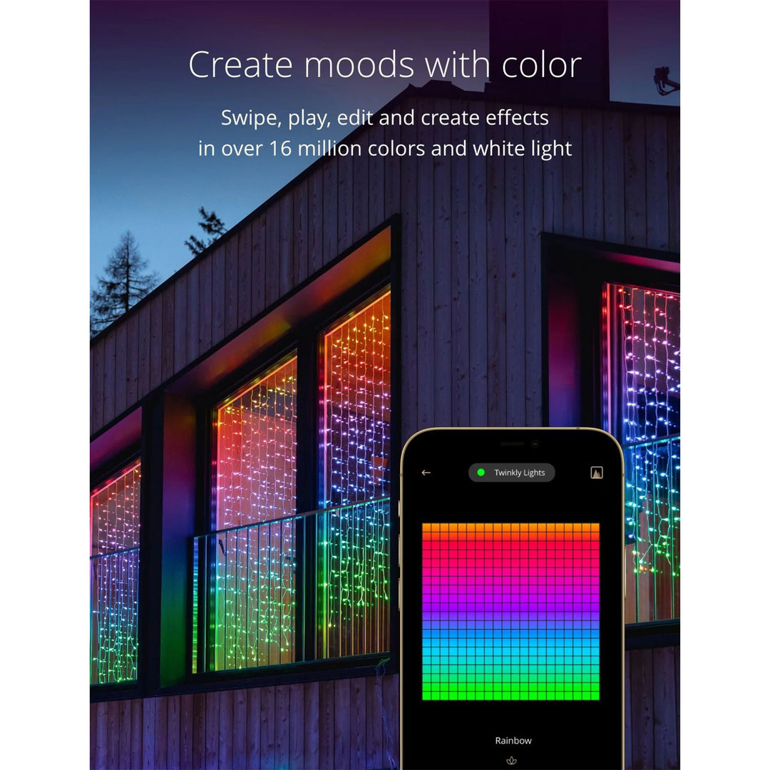 Twinkly Curtain App-Controlled Smart LED Christmas Lights 210 RGB Multicolor - VMInnovations