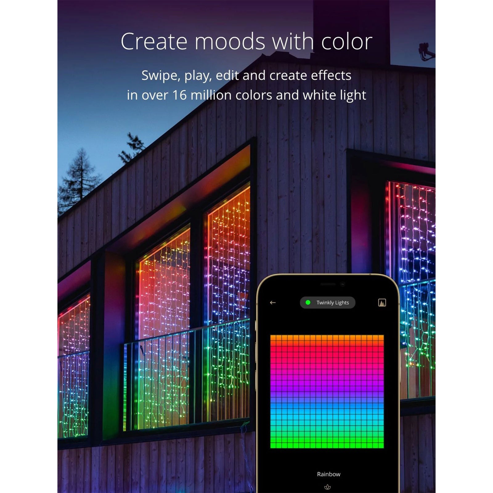 Twinkly Curtain App-Controlled Smart LED Christmas Lights 210 RGB Multicolor - VMInnovations