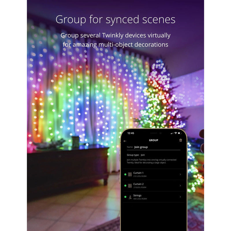 Twinkly Curtain App-Controlled Smart LED Lights 210 RGB+W (Open Box)