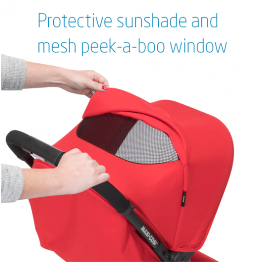 Maxi-Cosi Lara Travel Easy Fold Lightweight Canopy Baby Stroller, Nomad Red
