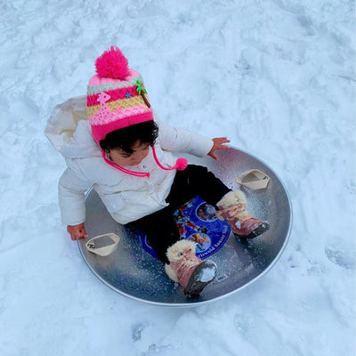 Slippery Racer Griswold Aluminum Metal Snow Saucer Sled with Handles (Used) - VMInnovations