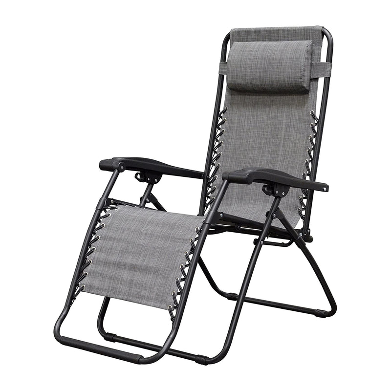 Caravan Sports Zero Gravity Outdoor Folding Camping Patio Lounge Chair, Gray