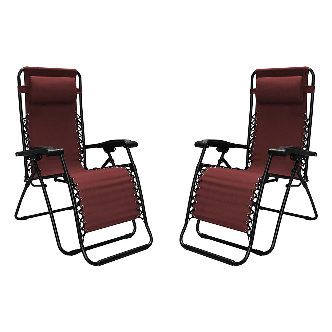 Caravan Sports Zero Gravity Recliner Indoor and Outdoor Chair, Burgundy (Pair)
