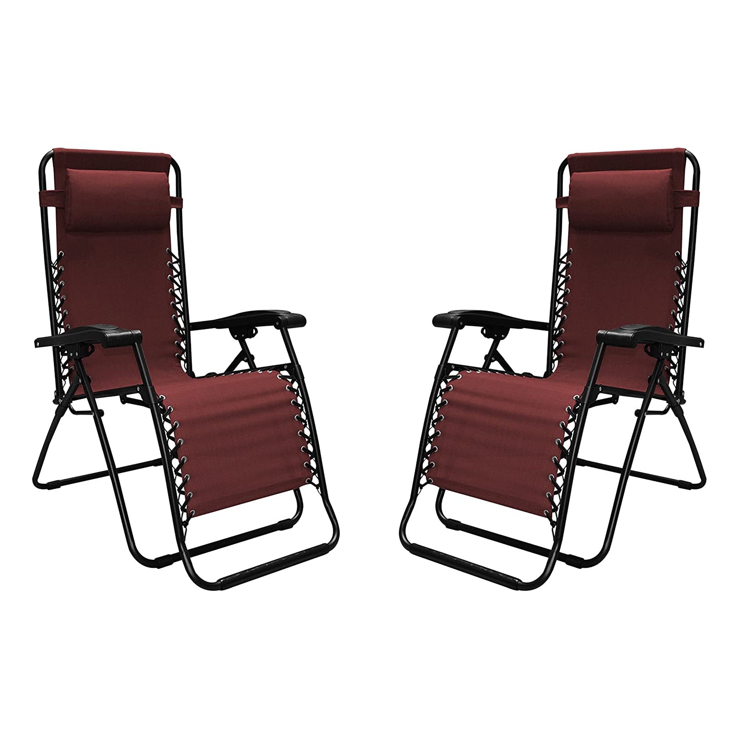 Caravan Sports Zero Gravity Recliner Indoor and Outdoor Chair, Burgundy (Pair) - VMInnovations