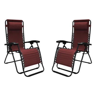 Caravan Sports Zero Gravity Recliner Indoor and Outdoor Chair, Burgundy (Pair) - VMInnovations