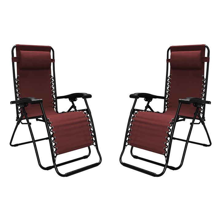 Caravan Sports Zero Gravity Recliner Indoor and Outdoor Chair, Burgundy (Pair)