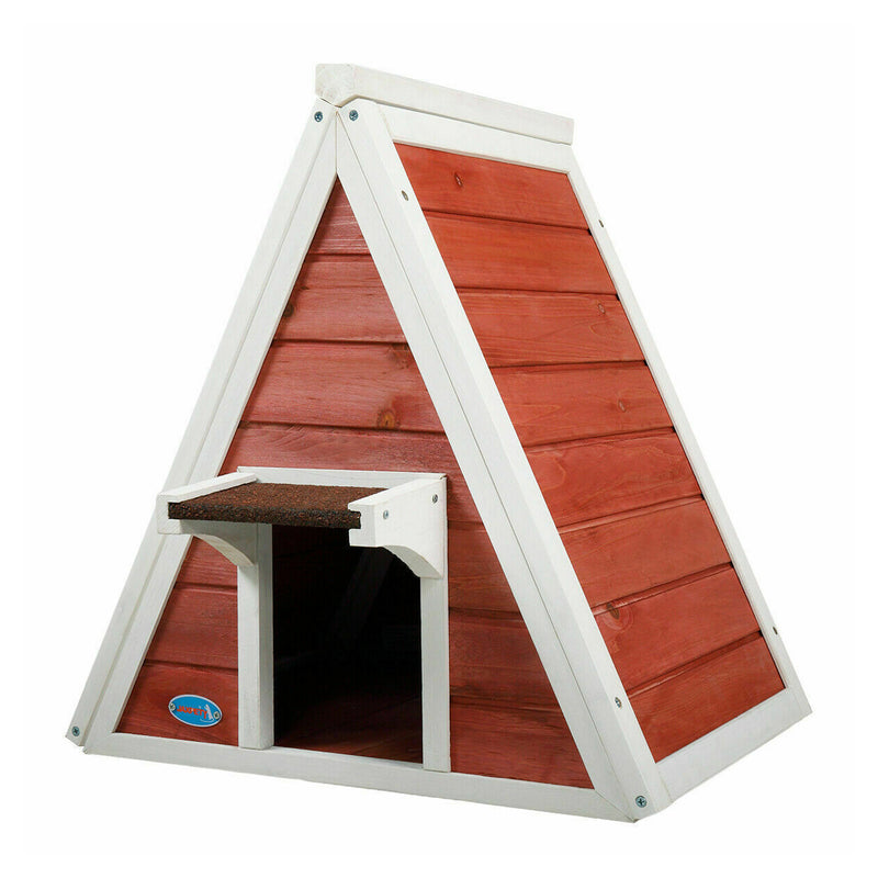 Coziwow CW12Y0359 Indoor Outdoor Triangle Wooden Condo 2 Doored Cat House, Red