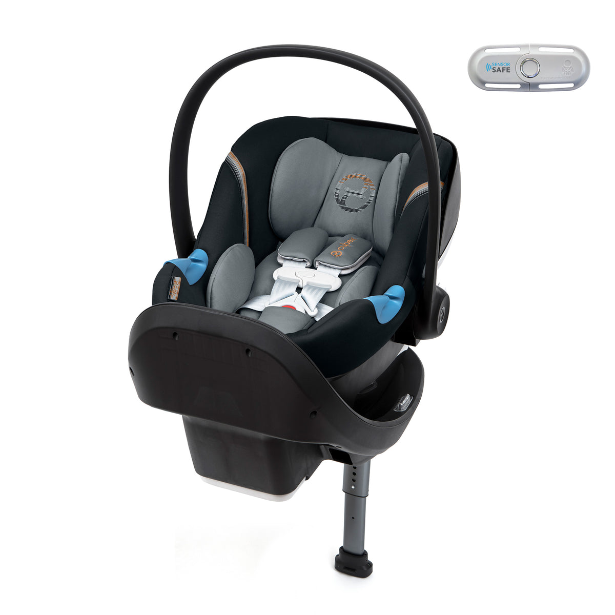 Cybex Aton M Infant Baby Car Seat & SafeLock Base with SensorSafe, Pepper Black - VMInnovations