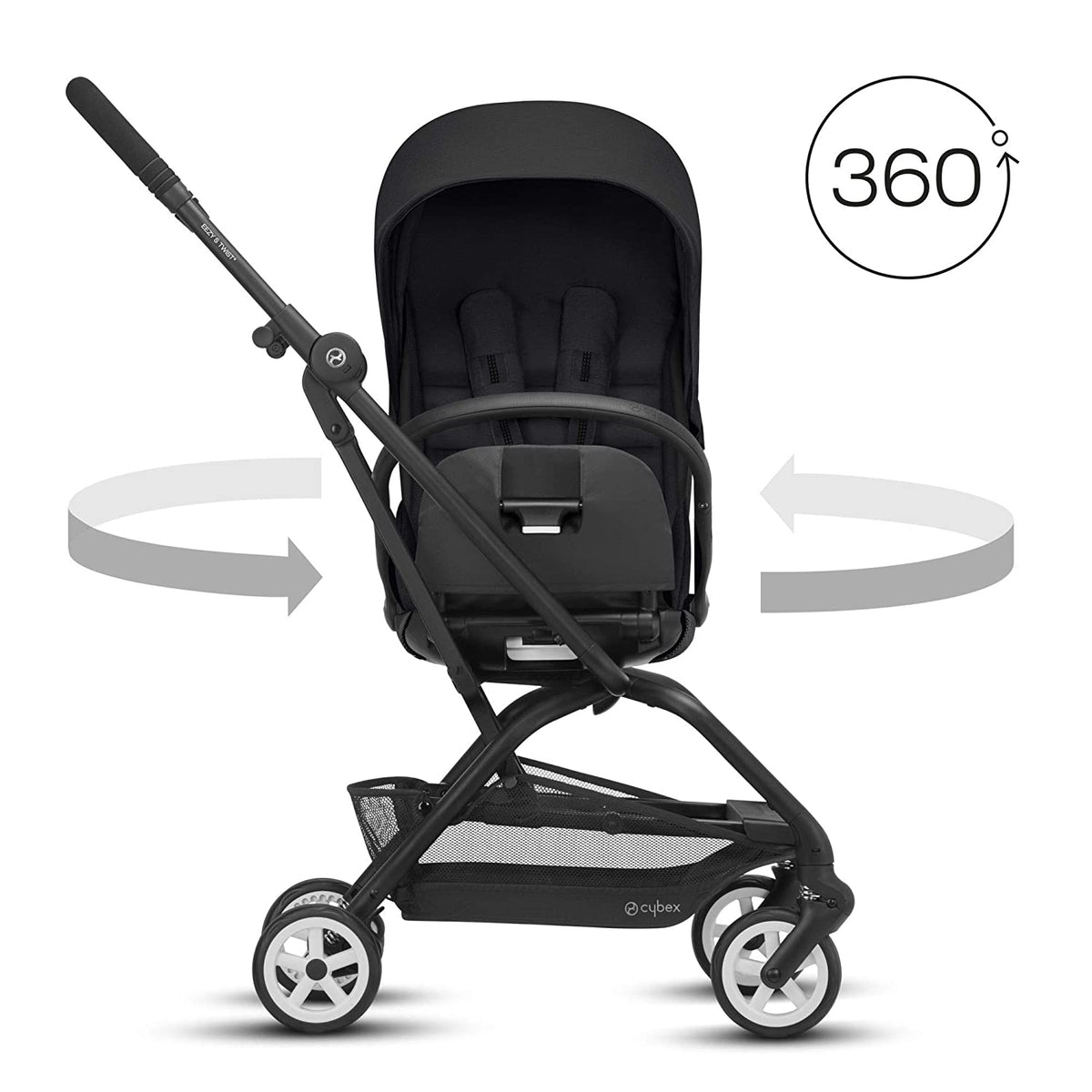 Cybex Gold Eezy S Twist 2 Folding Travel System Baby and Toddler Stroller, Black - VMInnovations