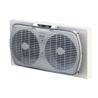 Comfort Zone 9 inch Twin Window Fan with Reversible Airflow Control (Open Box)