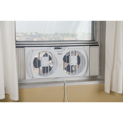 Comfort Zone 9 inch Twin Window Fan with Reversible Airflow Control (For Parts)
