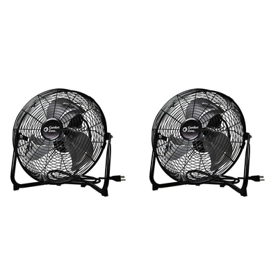 Comfort Zone 12" 3 Speed 180-Degree Adjustable Cradle Fan, Black (2 Pack)