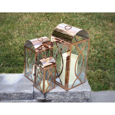 Pebble Lane Living Decorative Candle Lanterns, Set of 3, Gold (Used)
