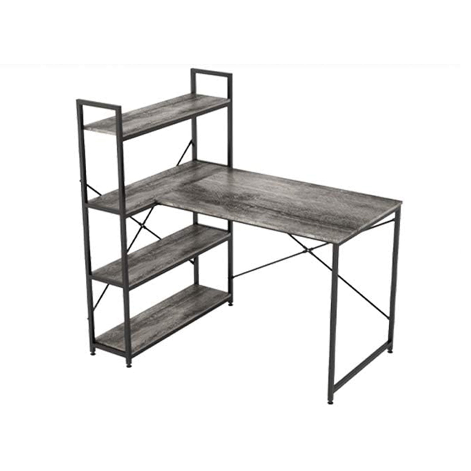 Nost & Host L Shaped Contemporary Home Office Computer Desk w/ Shelves(Open Box) - VMInnovations