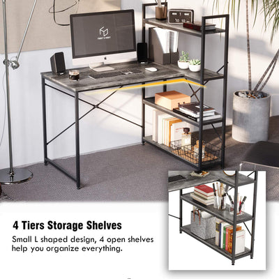 Nost & Host L Shaped Contemporary Home Office Computer Desk w/ Shelves(Open Box) - VMInnovations