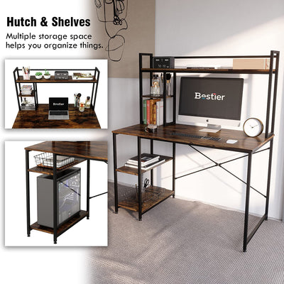 Bestier Computer 47" Office Desk Workstation with Storage Shelves (Open Box) - VMInnovations