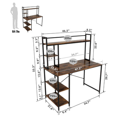 Bestier Computer 47" Office Desk Workstation with Storage Shelves (Open Box) - VMInnovations