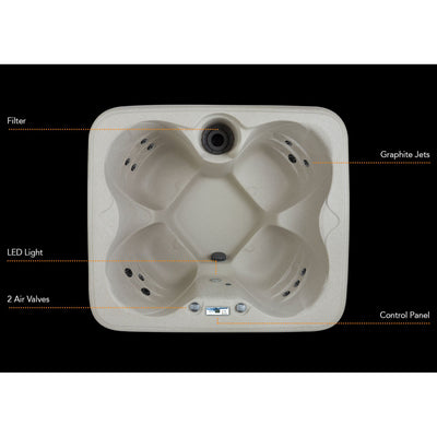 LifeSmart 4 Person Square Hot Tub Spa w/ 13 Jets & Cover w/ Steps (2 Pack)