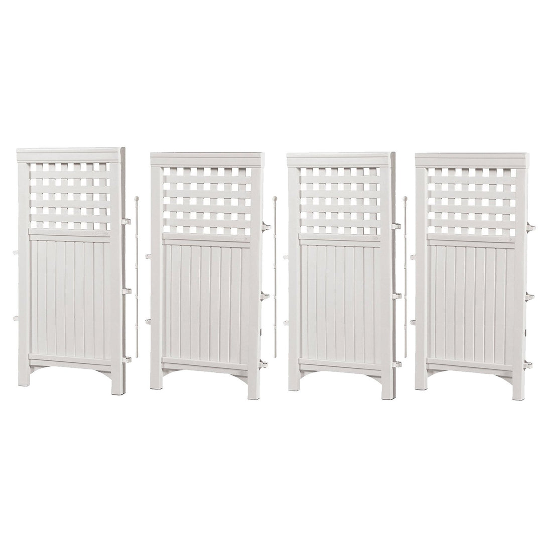 Suncast 4 Panel Wicker Screen Enclosure, Java & Outdoor 4-Panel Fence, White