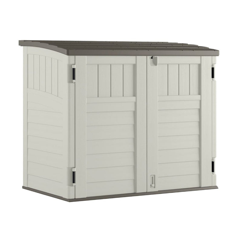 Suncast 3 Door Locking System Horizontal Storage Shed Stow Away, Ivory (3 Pack)