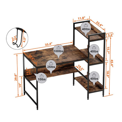 Bestier Computer Office Desk Workstation w/ Storage Shelves & Hook (Open Box) - VMInnovations