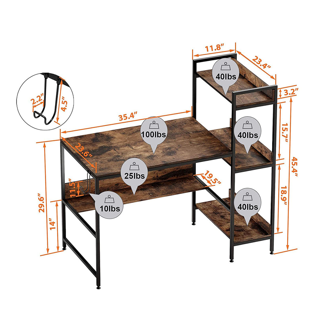 Bestier Computer Office Desk Workstation w/ Storage Shelves & Hook (Open Box)