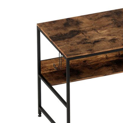 Bestier Computer Office Desk Workstation w/ Storage Shelves & Hook, Rustic Brown - VMInnovations