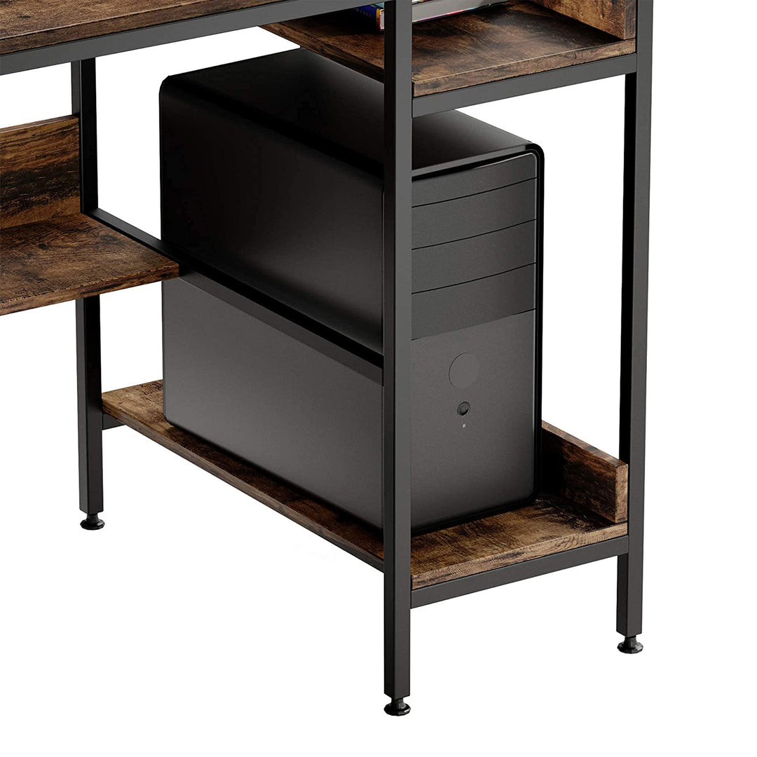 Bestier Computer Office Desk Workstation w/ Storage Shelves & Hook (Open Box)