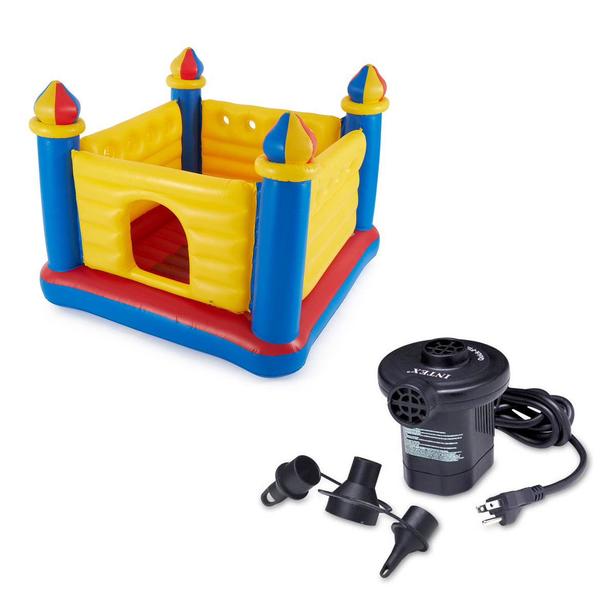 INTEX Inflatable Jump-O-Lene Ball Pit Castle Bouncer & Quick Fill Air Pump