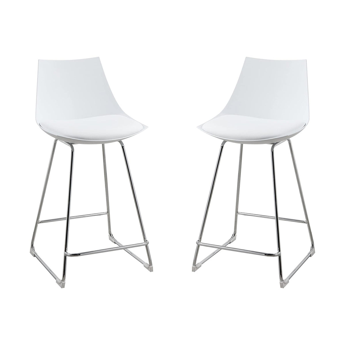 Wallace & Bay 24 Inch SH Neo White Plastic Bar Stool with Cushion Seat (4 Pack)