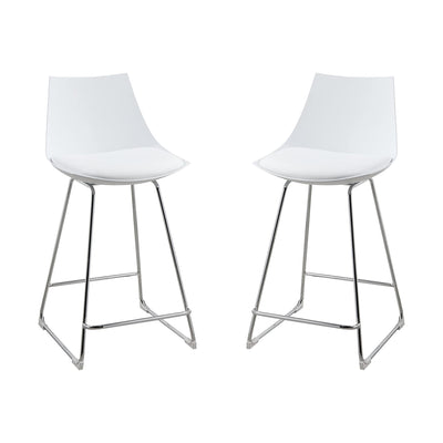 Wallace & Bay 24 Inch SH Neo White Plastic Bar Stool with Cushion Seat (4 Pack)