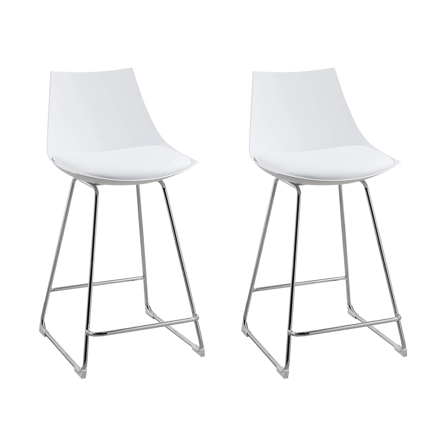 Wallace & Bay 24 Inch SH Neo White Plastic Bar Stool with Cushion Seat (4 Pack)