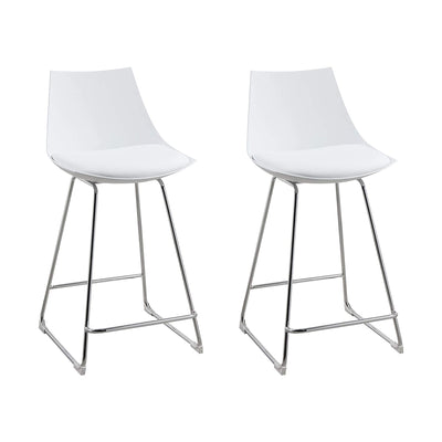 Wallace & Bay 24 Inch SH Neo White Plastic Bar Stool with Cushion Seat (4 Pack)