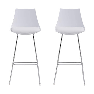 Wallace & Bay 24 Inch SH Neo White Plastic Bar Stool with Cushion Seat (4 Pack)