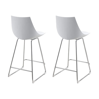 Wallace & Bay 24 Inch SH Neo White Plastic Bar Stool with Cushion Seat (2 Pack)