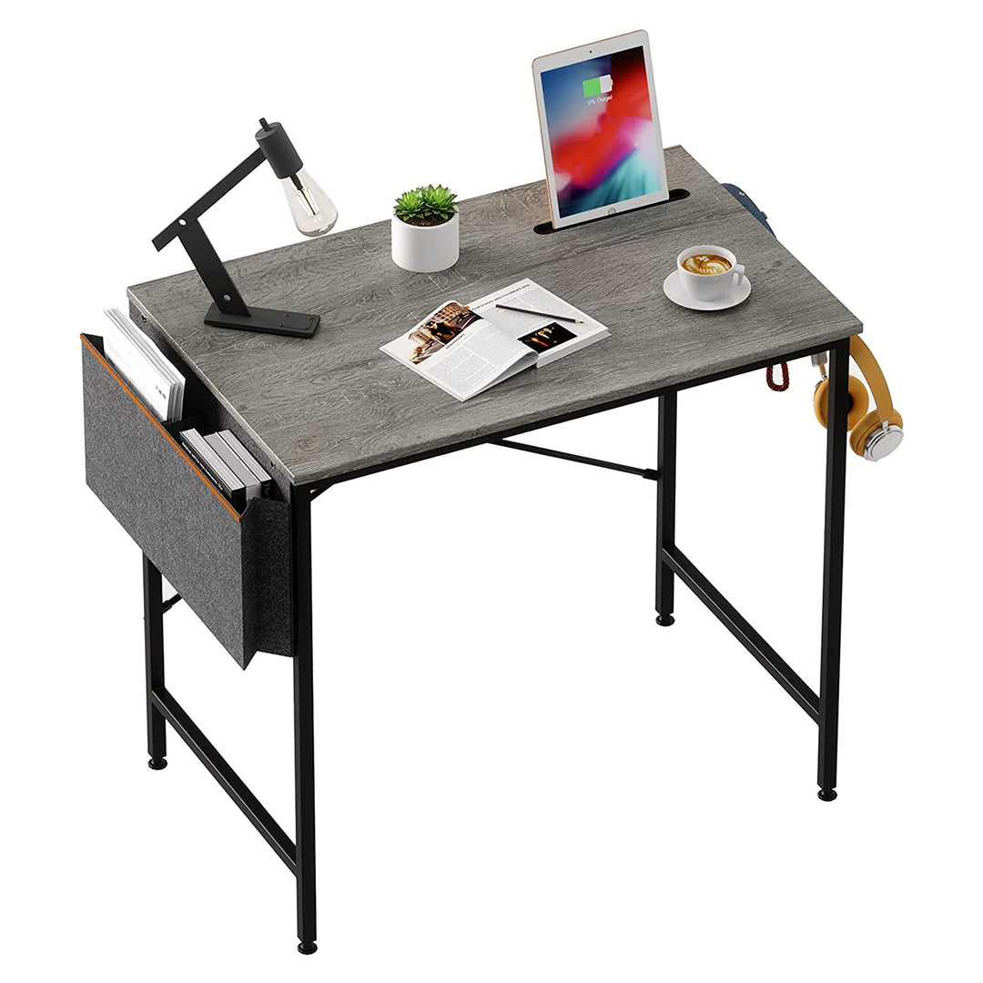 Bestier Computer 32" Mini Style Office Desk with Storage Bag, Grey (Open Box)