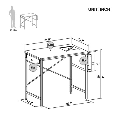 Bestier Computer 32" Mini Style Office Desk with Storage Bag, Grey (Open Box) - VMInnovations
