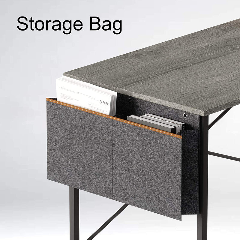 Bestier 47 Inch Modern Simple Style Office Study Desk with Storage Bag, Gray