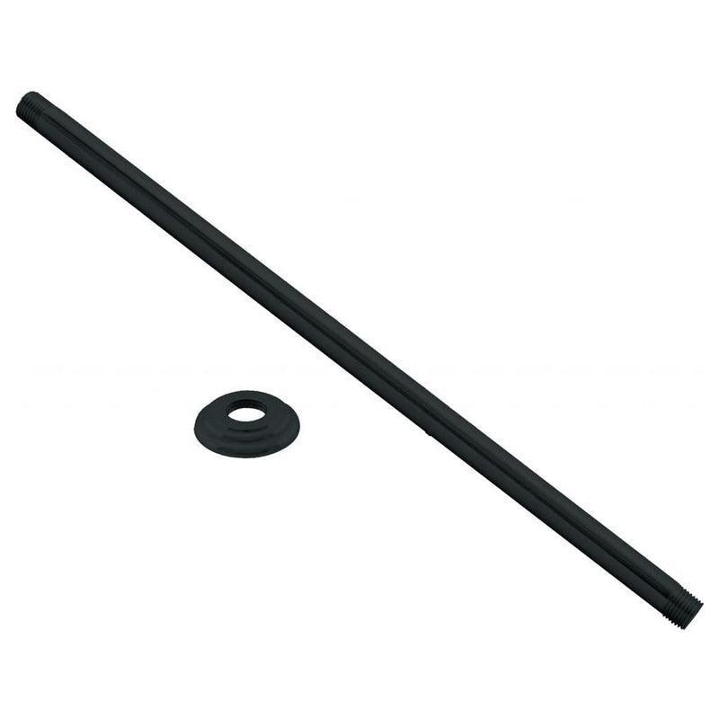 Westbrass 0.5 x 24 Inch Brass Ceiling Mounted Shower Arm and Flange, Matte Black