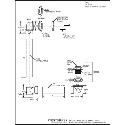 Westbrass ABS Waste Overflow Tip Toe Bath Drain, Oil Rubbed Bronze (Open Box)