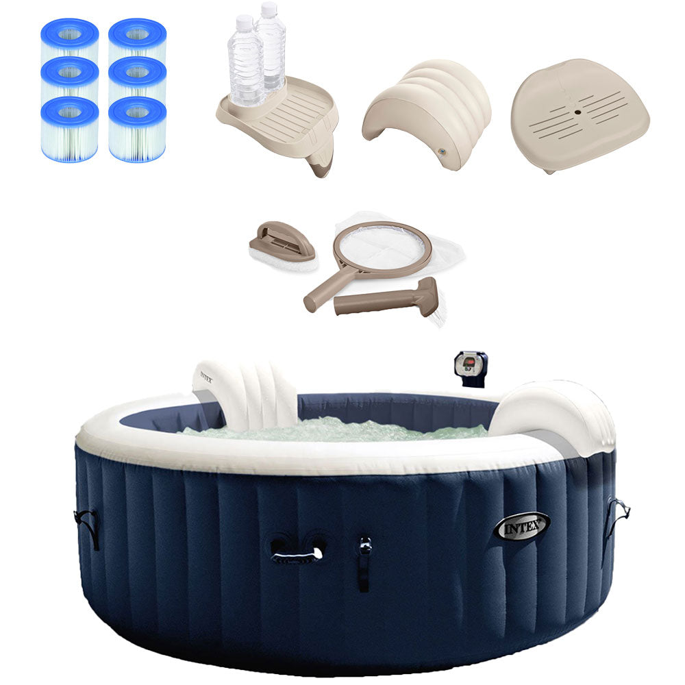 Intex Pure Spa Inflatable Hot Tub Set with 6 Filter Cartridges and Accessories - VMInnovations